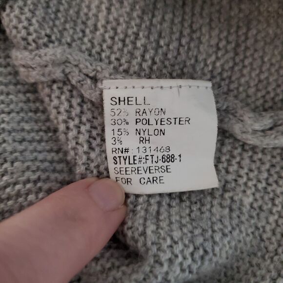 FATE by LFD Minimalist Wide Neck Raglan Grey Knit Sweater Sz L Relaxed Fit Cozy - Picture 9 of 10